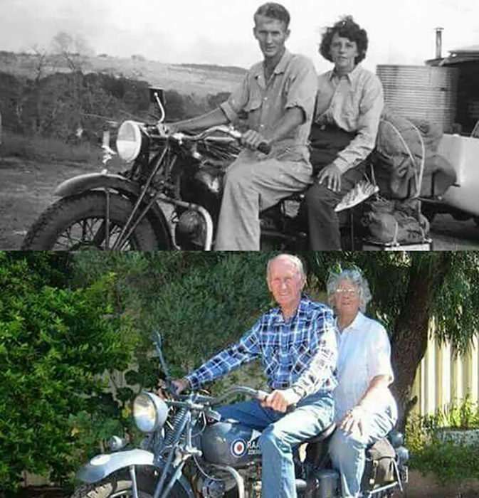 pareja en moto antes y después