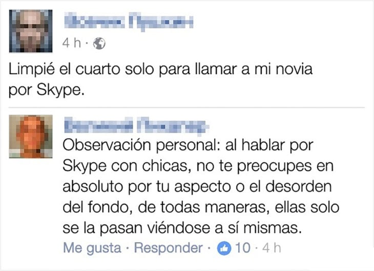 conversación en facebook sobre skype