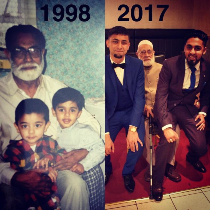 abuelo y sus nietos antes y después