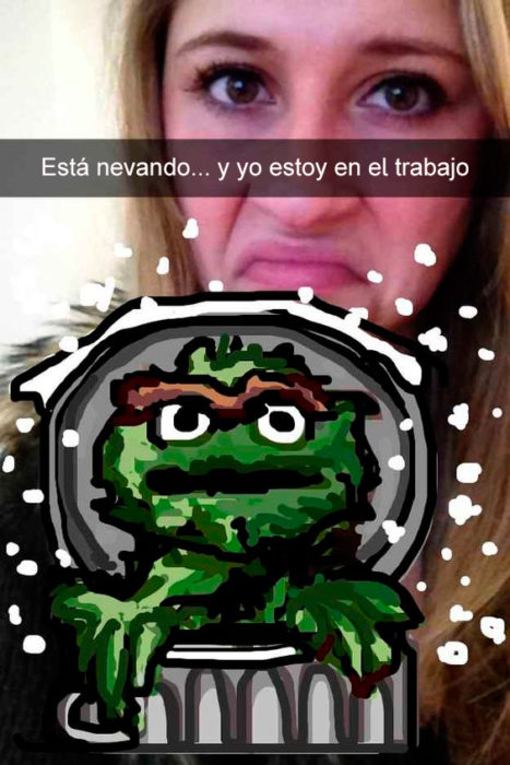 snap oficina, está nevando y y o en el trabajo