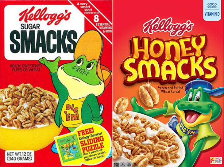 ranita honey smacks empaque vintage personajes de la caja antes y después