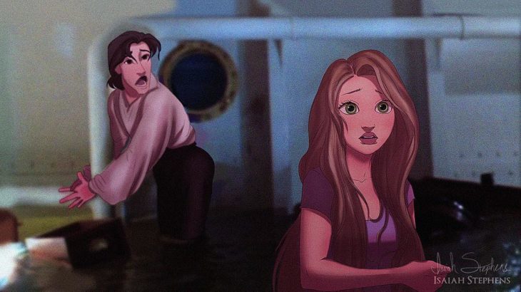 rapunzel y flinn escena titanic él esposado 