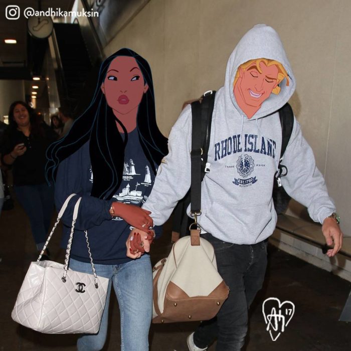 pocahontas y john smith huyendo de la prensa 