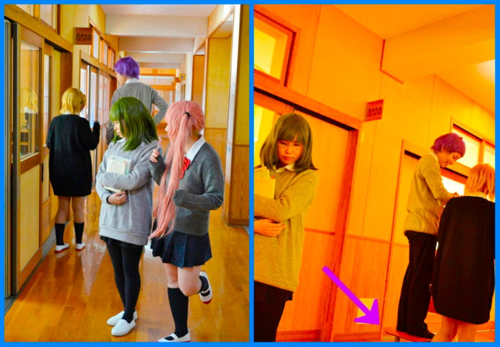 cosplayers en un pasillo escolar expectativa vs realidad