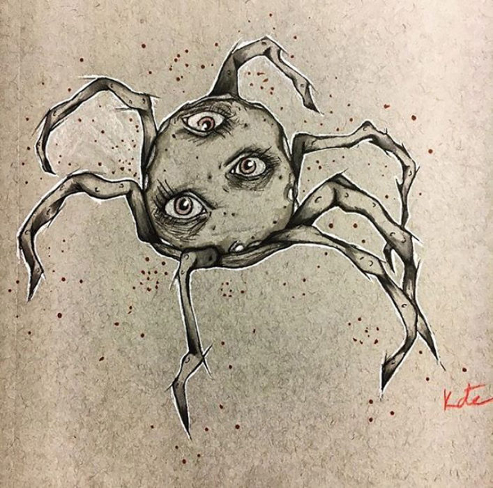 dibujo de araña con ojos