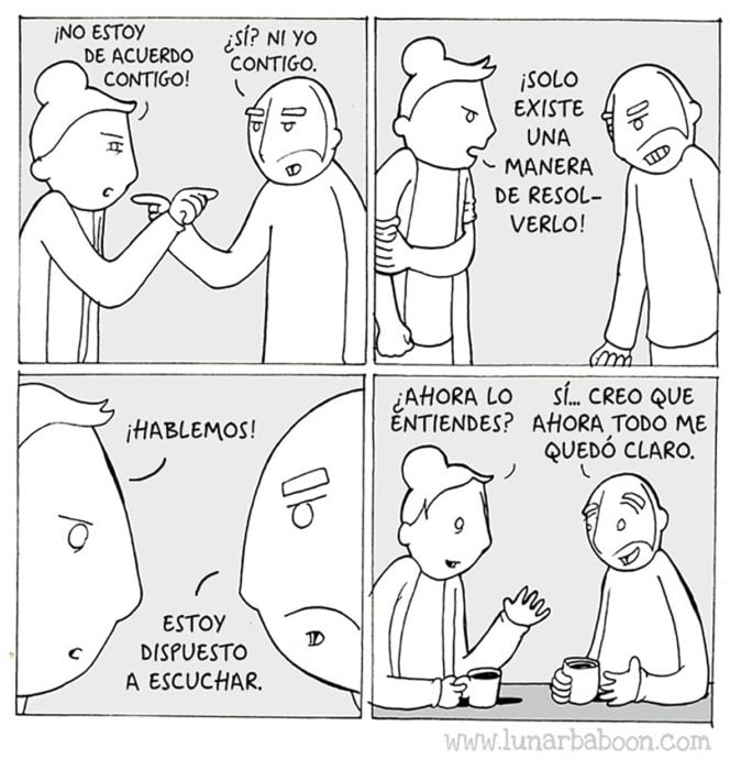 comic de pareja discutiendo