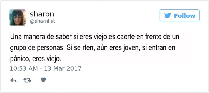 tuit sbre saber si eres viejo por como te caes