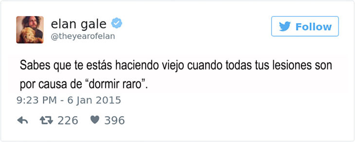 tuit sobre tener lesiones por dormir raro