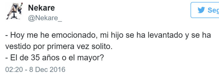 tuit sobre hijo que ya se puede cambiar solo