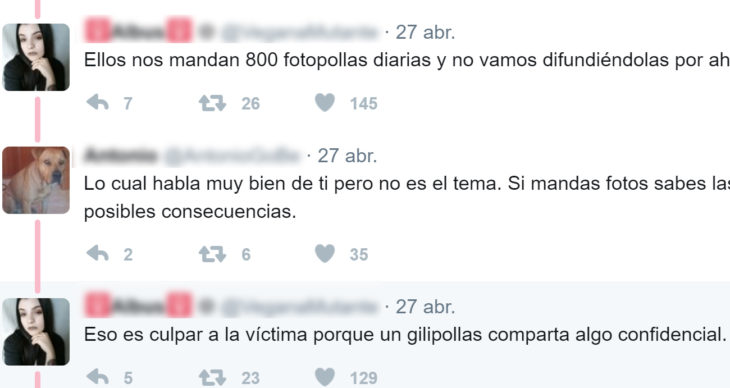 discusión en twitter sobre sexting