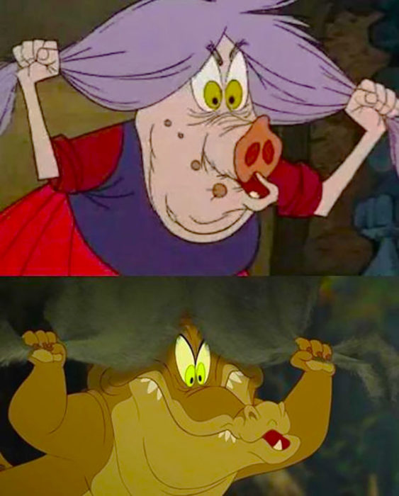 cocodrilo de la princesa y el sapo imita a madame mim