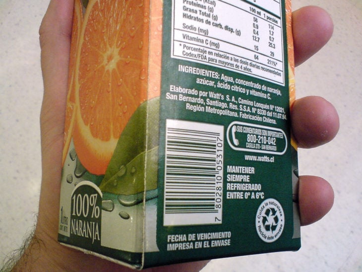 envase de jugo de naranja