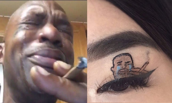 hombre negro llorando maquillaje