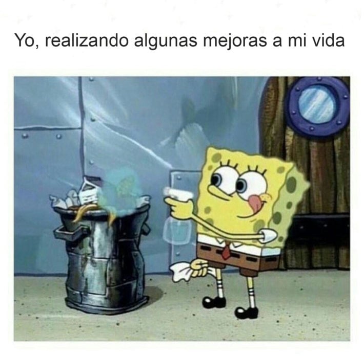 bob esponja rociando basura meme