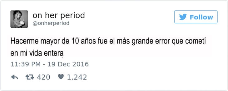 tuit sobre hacerte mayor de 10 años