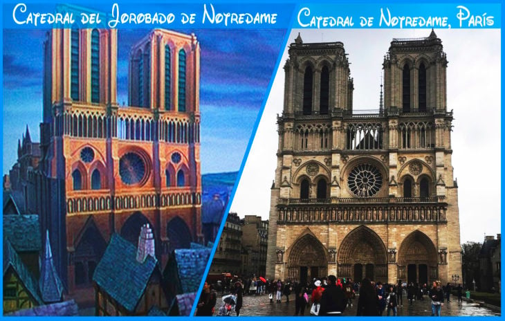 catedral de notredame real y de disney