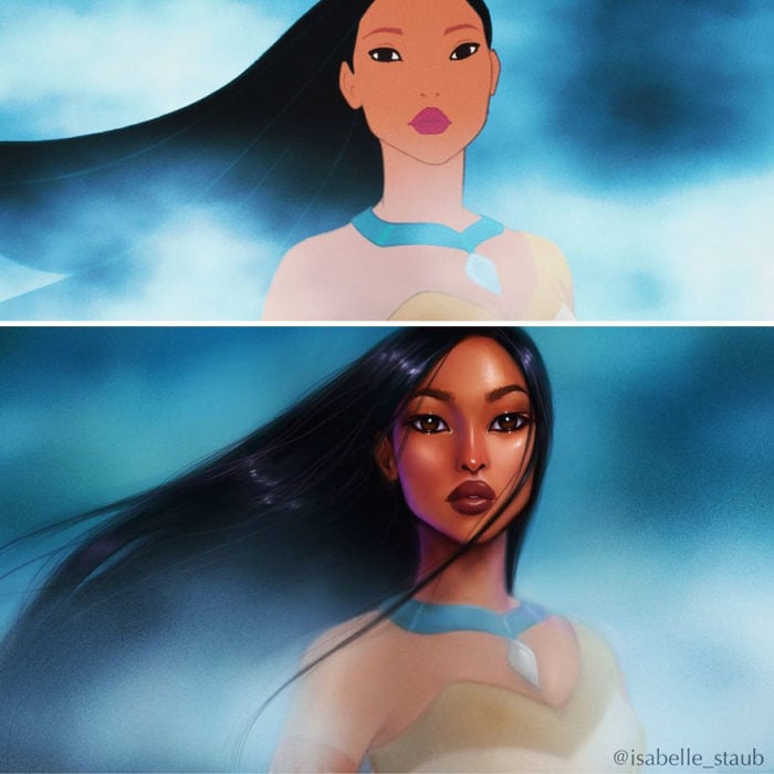 pocahontas normal e ilustración recreada