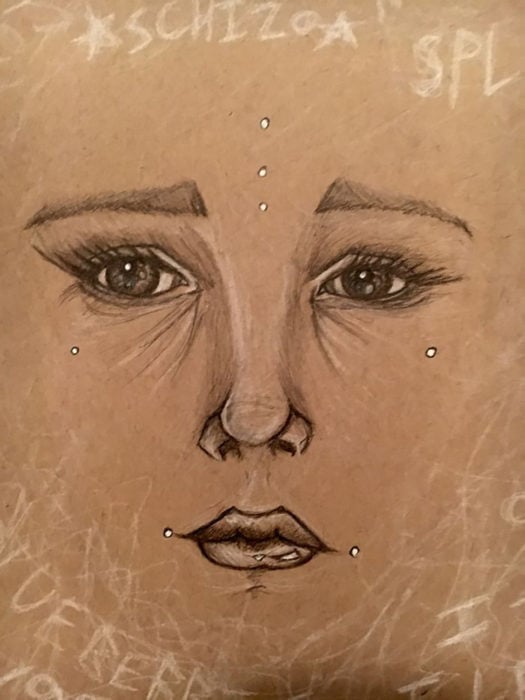 dibujo de ojos cejas nariz y boca