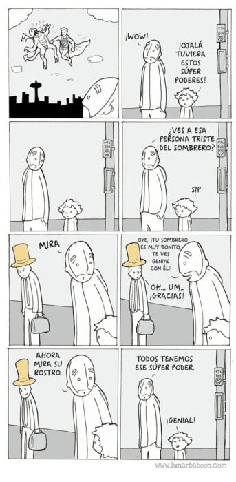 comic sobre un niño que quiere tener superpoderes y su papá le dice que todos tenemos superpoderes