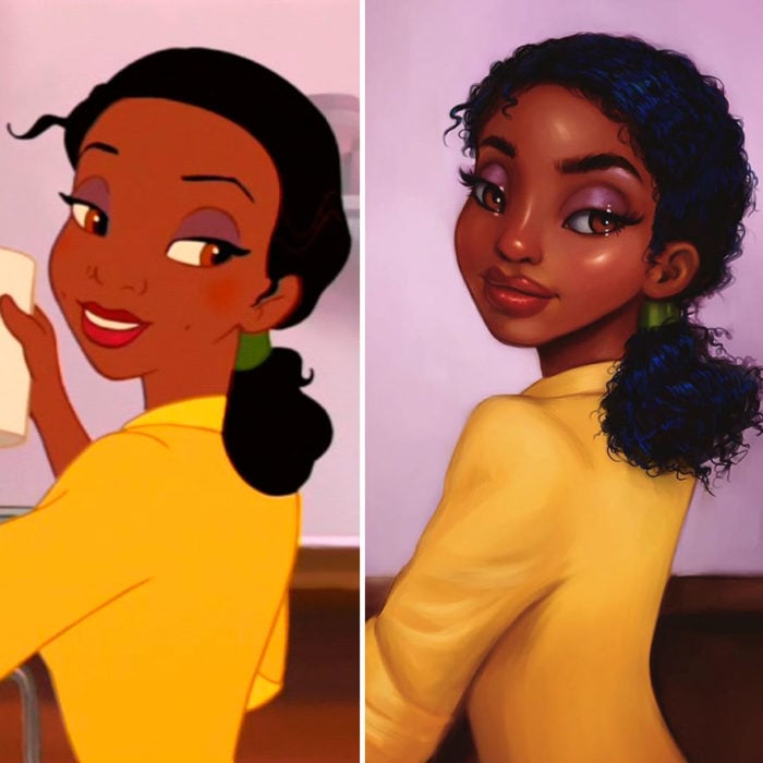 tiana normal e ilustración recreada