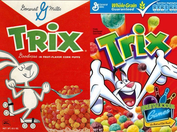 solo para chavos trix nestlé empaque vintage personajes de la caja antes y después