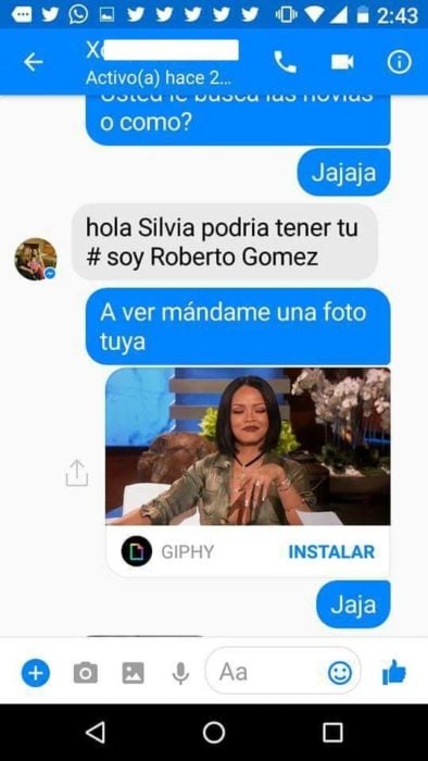 Inbox roberto desde el face de su mamá