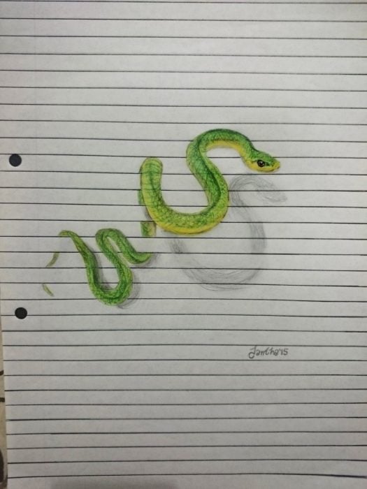 dibujo serpiente en libreta