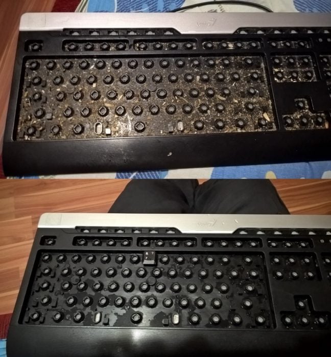 Teclado sucio y teclado limpio