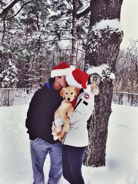 pareja goals navidad perro