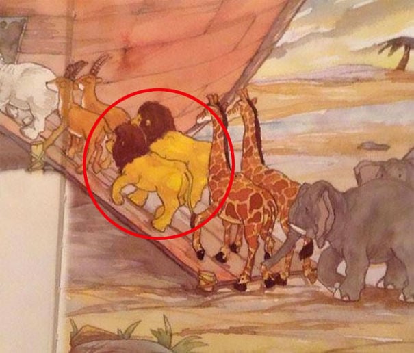 dos leones en el arca de noe