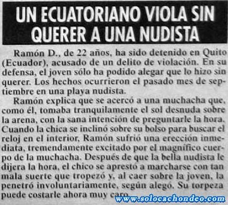 Nota periódico - Ecuatoriano viola sin querer a nudista