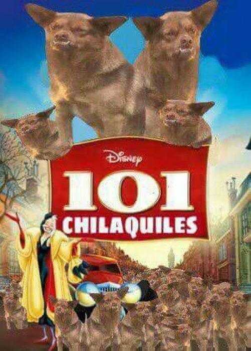Poster de los 101 dálmatas con chilaquil 
