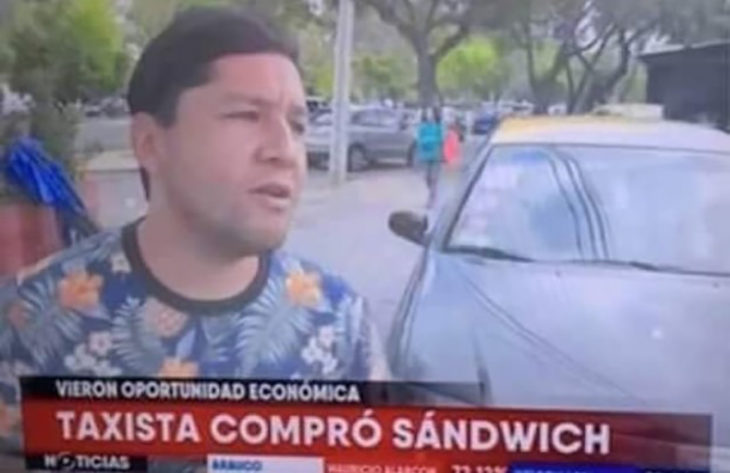 noticia sobre un taxista que compro un sandwich