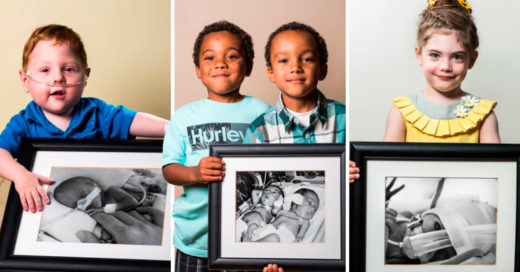 Cover Adorables fotos de niños prematuros que posan con su foto de bebé