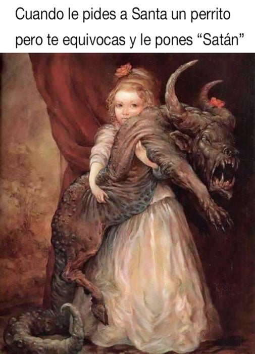 meme de niña con un demonio