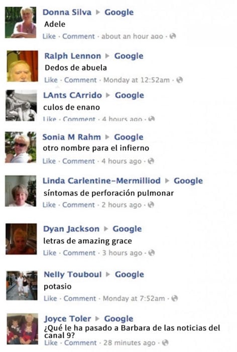 abuelos preguntándole a google en facebook 