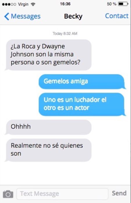 Mensaje de texto amiga - ¿La Roca y Dwayne son la misma persona?
