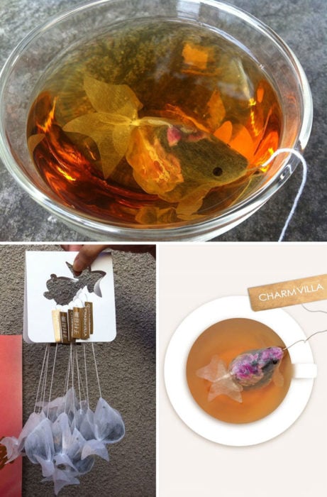 empaque de té en forma de pez koi