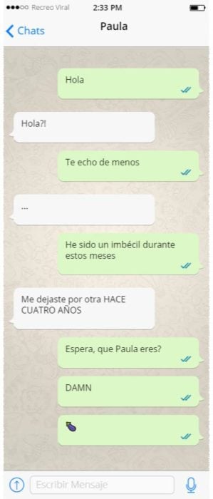 Sujeto se confunde de persona en una conversación de Whastapp