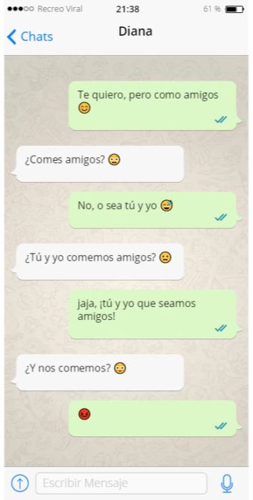 Conversación de sujetos que cree que la otra persona es canibal