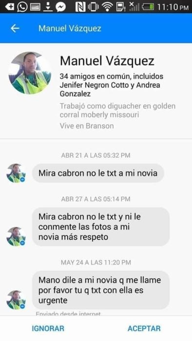 no le mandes mensaje a mi novia