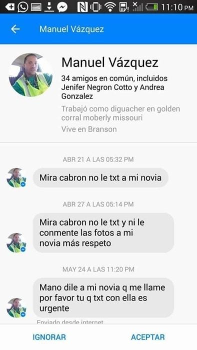 no le mandes mensaje a mi novia