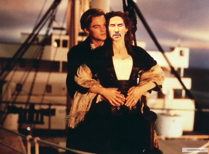 Batalla PS Keanu Reeves como Rose en Titanic