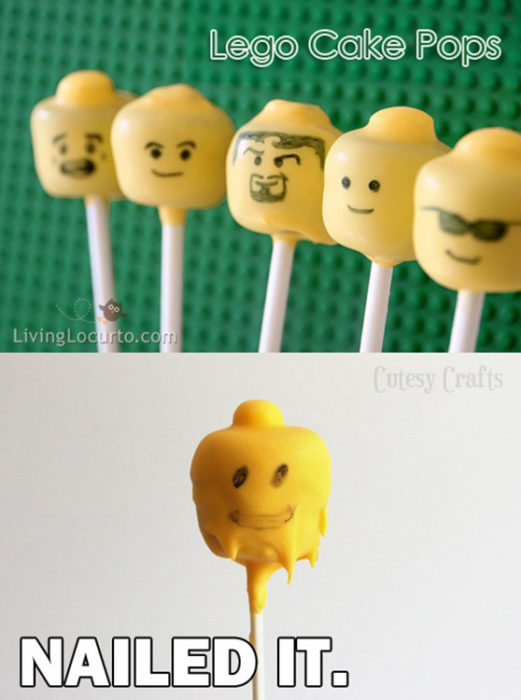 Paletas de pastel en forma de cabeza de lego