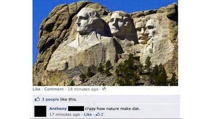 comentario tonto de un turista en el monte Rushmore