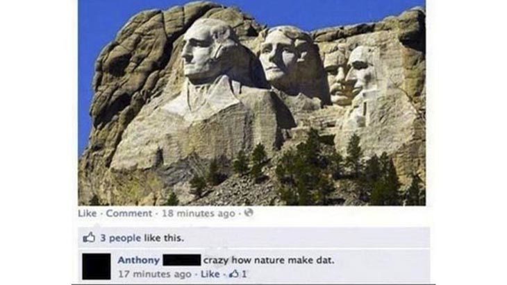 comentario tonto de un turista en el monte Rushmore