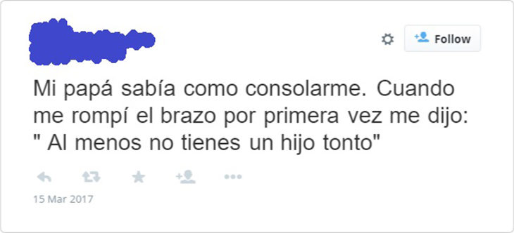 Sarcasmo de un padre a su hijo lesionado