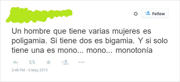 tweet sarcástico de expresando lo monótono que puede ser el matrimonio