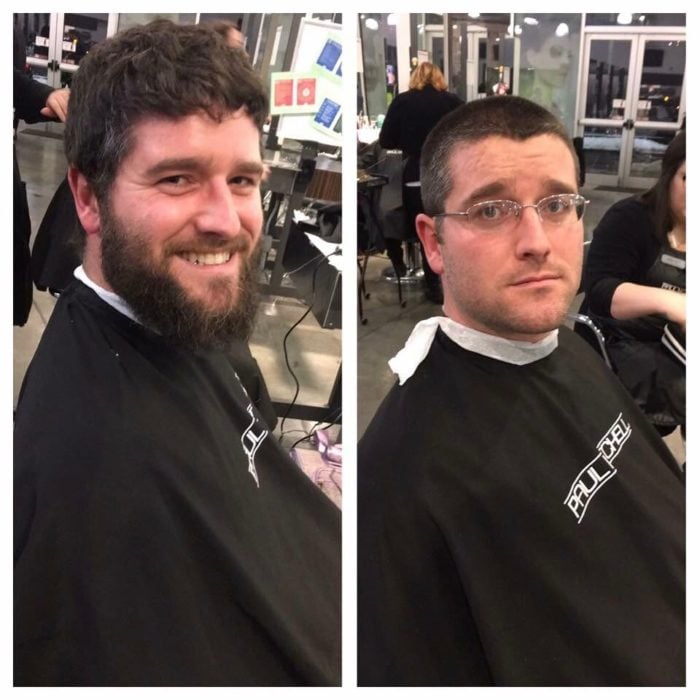 antes y después de afeitarse en la barberia