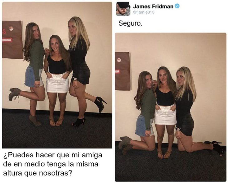 Fotografía editada para que todas las chicas estén a la misma altura